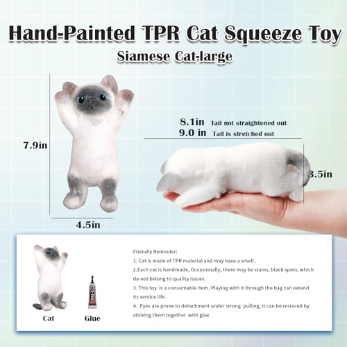 Image of Big Hand Painted Cat Squishy Toys,Large Cute Ultra Soft Kitty Squeeze Fidget Toys for Stress Relief ,Kawaii Squishies Sticky Animal Toys for Adults Kids,Decompression Sensory Balls Toys for Autism