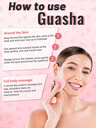 Deciniee Gua Sha Face Roller Tools: Jade Roller Facial Tools for Skin Care - Facial Massager for Face, Eyes, Neck, Relieve Fine Lines and Wrinkles