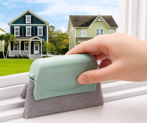 Image of ROKTRY 2-in-1 Groove Cleaning Brush for Window, Sliding Doors, Kitchen Sink, Car Vents - Multipurpose Cleaning Tool with Scouring Pad - Household & Bathroom Brush Keyboard Mini Dust Cleaner Tool
