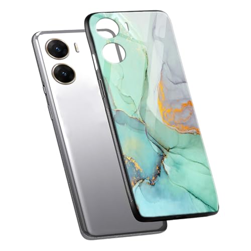 Image of COLORflow Back Cover Compatible with Vivo V29E 5G | Green Marble | Shockproof TPU Bumper Cover with Camera Protection Back Cover