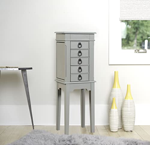 Hives-and-Honey-Meg-Jewelry-Armoire-Modern-Wood-Storage-Organizer-with-Necklace-Hooks-5-Drawers-and-Vanity-Mirror-Grey