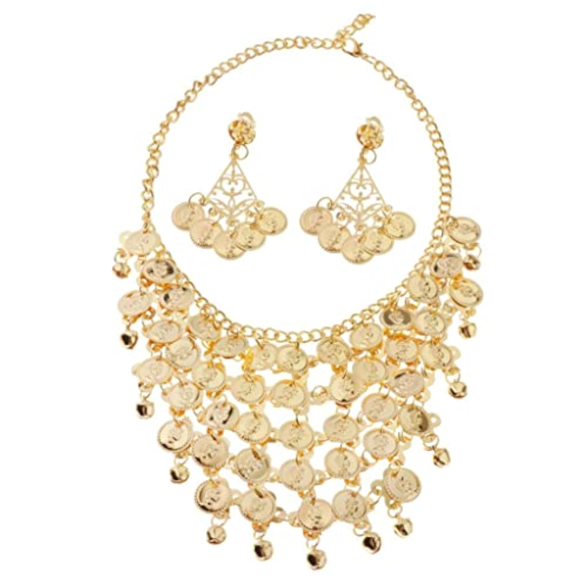 Gypsy Belly Dance Jewelry Set, Necklace & Dangle Hook Earrings