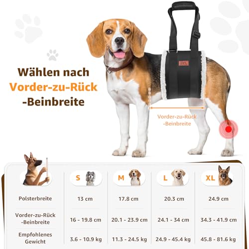 Verstellbarer Hunde Tragehilfe, Tragbarer Tragegurt zur Rehabilitation von mittleren und großen Hunden - Gehhilfe mit Griffen als Sicherheitsunterstützung für behinderte, verletzte oder ältere Hunde