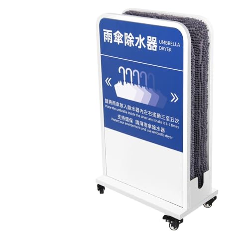 業務用傘乾燥機、吸水性傘立て、傘乾燥機 、サイズ:48 x 26 x 81 cm、防水・防錆性に 金属製で、吸水性が高く、雨や水滴を吸収します。ブレーキ付きキャスター付きで移動も楽々。図書館、オフィス、学校などに最適です(白枠、グレー生地)Youlines