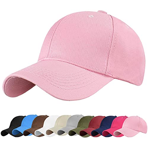 heekpek Baseball Cap Messy Bun Ponytail Half Mesh Adjustable Cap Hat Unisex Polo Style Classic Sports Casual Plain Summer Sun Hat Peaked Cap Pink