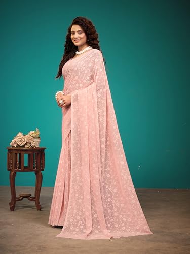 Image of Garden Vareli Viscose Brasso Floral Print Saree