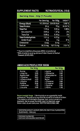 Image of Plantigo Clean Plant Protein Powder | No Preservatives, No Banned Substances | Super Protein Blend - Pea, Brown Rice | Vegan Green Protein For Men, Women (Vanilla Flavor - 32g Travel Pouch | Sachet)