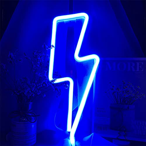 Blue Lightning Neon Lightning Bolt Neon Signs Lightning USB & Batteriebetriebene Neon Nachtlichter Neon Lightning Lightning LED Leuchtet Schilder für Schlafzimmer Spielzimmer Hochzeitsdekoration Cover