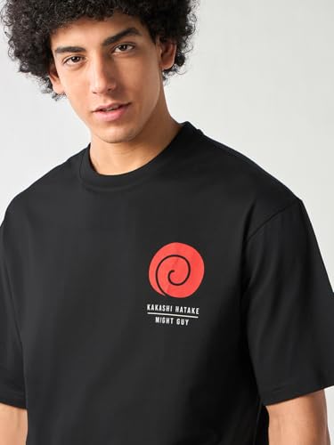 Image of Bewakoof X Naruto Kakashi Chidori Men's Graphic Print Oversized Fit Half Sleeve Round Neck T-Shirt | Bewakoof American Pima | | Lightweight | Multipurpose