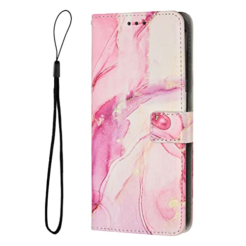 Étui de protection Apple iPhone 15 Pro, housse portefeuille à rabat rose avec support
