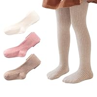 Snegyu Multi Pack Warm Tights for Girls Plain Color Strip Tights School Socks Leggings Cotton Rich Baby Girl Toddler Thick Knit Pantyhose for 1-3 Years