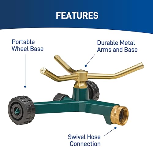Image of Orbit 58257N Lawn and Garden 3-Arm Metal Sprinkler with Wheel Base (Pack of 3)