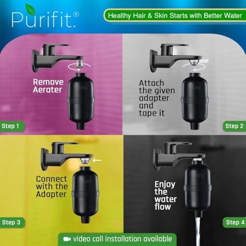 Image of Purifit Ultra Hard Water Filter for Tap and Shower, Water Softener for Bathroom | Matte Black