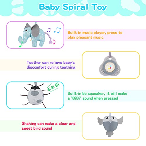 Spirale Spielzeug Kinderwagen Baby Autositz, Krippe, Bett Hängen Spielzeug Babyschale Aktivitäten Spirale Baby Früherziehung Spielzeug Spielen für Kleinkind Jungen Mädchen ab 0+ Monaten