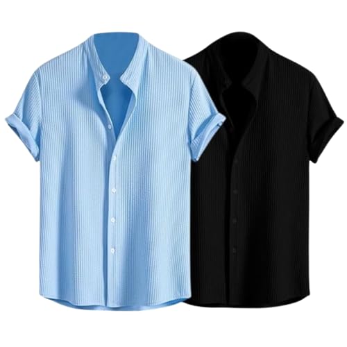 Image of GRECIILOOKS Men's Polycotton Regular Fit Casual Shirt | Stylish | Printed | Solid | Short Sleeve | Trendy (Available in Plus Size)
