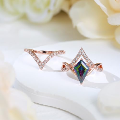 Alexandrite Engagement Rings for Women Wedding Ring Promise Rings for Her Rose Gold Mood Birthstone Rings Christmas Anniversary Birthday Valentine's Day Gift4