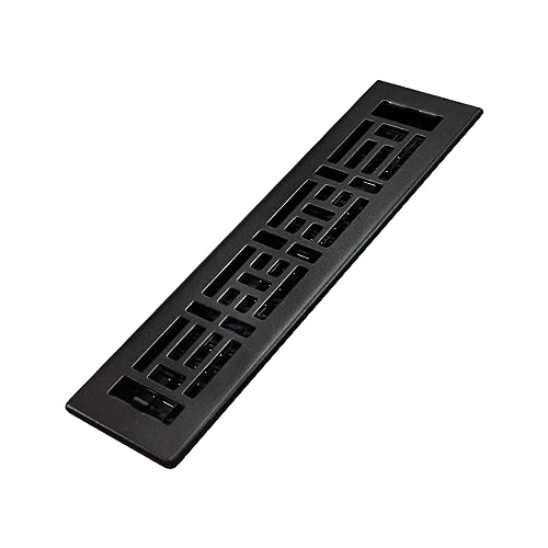 Decor Grates AJH212-BLK Oriental Floor Register, 2x12 Inches, Textured Black