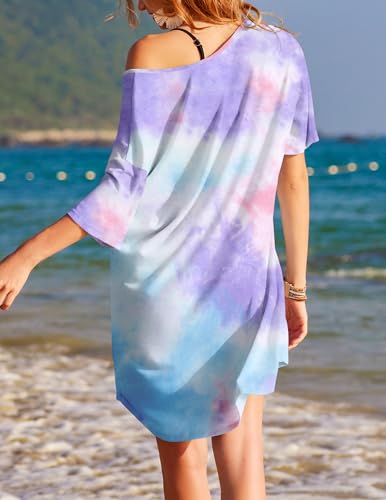 Image of Ekouaer Womens Tshirt Nightgown Cotton V Neck Sleepshirts Comfy Casual Nightshirt for Women