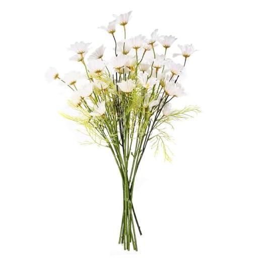 NOLITOY 10 Piezas Margarita Artificial Ramo De Flores Ramo De Margaritas Artificiales Flores De Margarita Falsas Vívida Decoración De Ramo Blanco Otoño Tela De Seda Arreglos Florales Novia