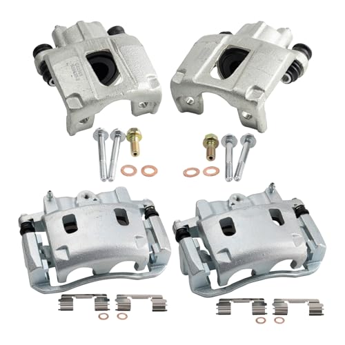 Image of TRQ Front and Rear Brake Caliper Set Zinc Coated Brackets Compatible with 2004-2006 Infiniti QX56 2004 Nissan Pathfinder Armada 2004-2007 Nissan Titan 2005-2006 Armada