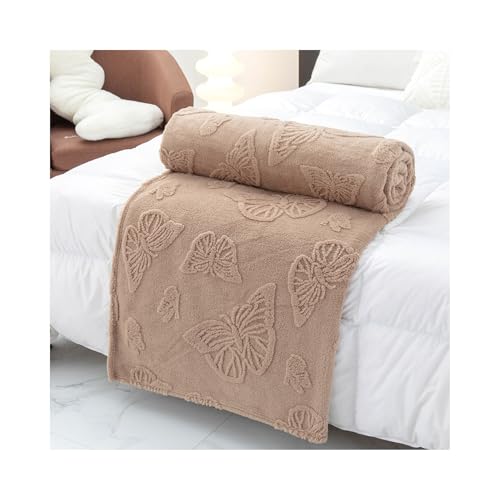 FWSHANGMAO Manta Mullida para Sofá - Elegante Manta Grande Extra Suave Y Acogedora con Diseño De Mariposas En Jacquard para Todas Las Estaciones, Mantas Cálidas Y Versátiles para Cama, Sofás Y