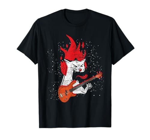 Le Chat Bassiste Cadeau Pour Fans Des Animaux Basse Guitare T-Shirt