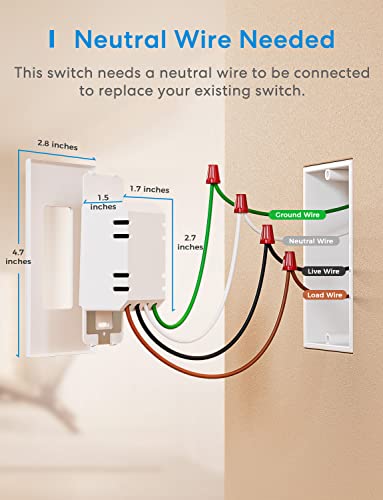 Meross Smart Wifi Dimmer Switch And Remote Kit, Single Pole, Neutral Wire Required, Work With Apple Homekit, Alexa, Google Home And Smartthings, 2.4Ghz Wifi, Remote And Voice Control, No Hub Required #TOP2