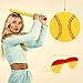 Deekin 3 Pcs Softball piñata Set Include piñata with Stick Eye Mask Softball for Kids Music Science School Sports Bridal Shower Birthday Party Decorations Supply