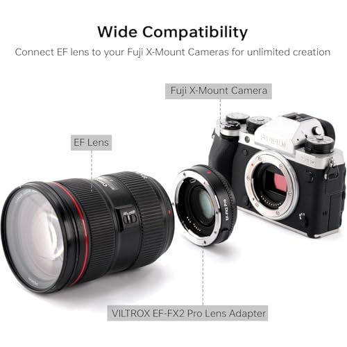 Image of VILTROX EF-FX2 Pro Lens Mount Adapter EF to X-Mount Auto Focus Lens Adapter Focal Reducer Speed Booster Compatible with Canon EF Lens to Fuji X-Mount X-T3 X-T2 X-T20 X-T100 X-PRO2 X-E3 X-A20 X-A5