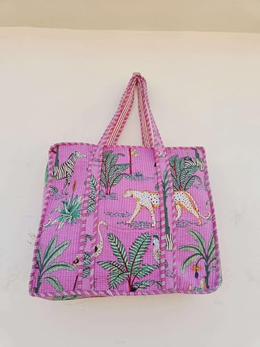 Image of Women's 100% Cotton Lightweight Shoulder Tote Bag with Interior Poeckt Casual Handbag for Women