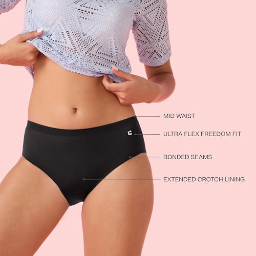 Image of Enamor Innovations Invisi, Fit Flex, No Visible Panty Lines, All Day Comfort, Mid Waist Brief Panty for Women - Antimicrobial with Stain Release, Bonded Free Cut, Regular Coverage - IP02