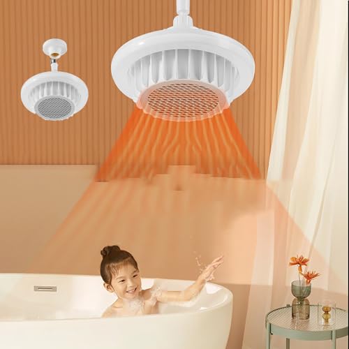 ytdzinoi Bathroom Ceiling Heater Electric Heating Fan Light with Remote Screw-in for E27 Base 600W Rapid Heating Bathroom Heat Lamp 3 Colors Fan Light Ceiling Heater for Bathroom Kitchen Garage