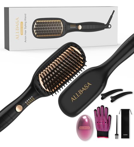 ALLBASA Lisseur Cheveux Professionnel Brosse Lissante Pour Cheveux, 4 Température Réglages,...