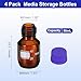 PATIKIL 4 Pack Reagent Media Storage Bottles, 50ml Borosilicate Glass Graduated Round Bottles with GL45 Blue Screw Cap for Lab Water Reagent Liquids, Brown