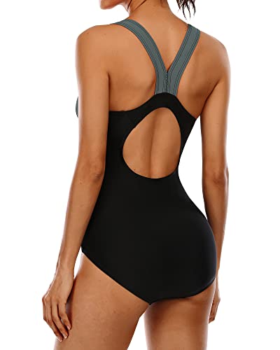 Image of CharmLeaks One Piece Swimsuits Athletic Racerback Bathing Suits Racing Swimwear