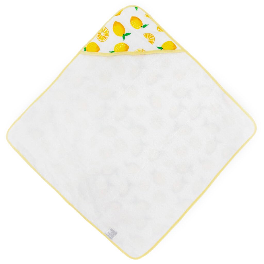 Little Unicorn Toalla de baño con capucha de muselina de algodón y rizo para bebé, 100 % muselina de algodón y rizo, extra suave y absorbente, recién nacido, bebé, unisex, 30 x 30 pulgadas (limón)