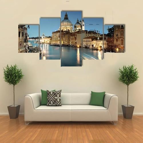 DéCoration Murale Pour Salon Toile 5 Parties Grand Canal Italie