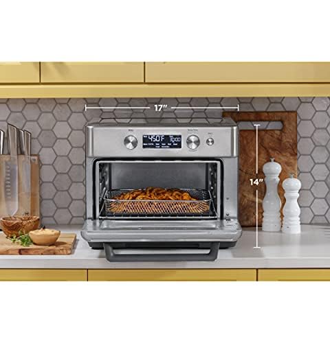 Image of GE Digital Air Fryer Toaster Oven + Accessory Set | Convection Toaster with 8 Cook Modes | Large Capacity Oven - Fits 12 inch Pizza | Countertop Kitchen Essentials | Stainless Steel