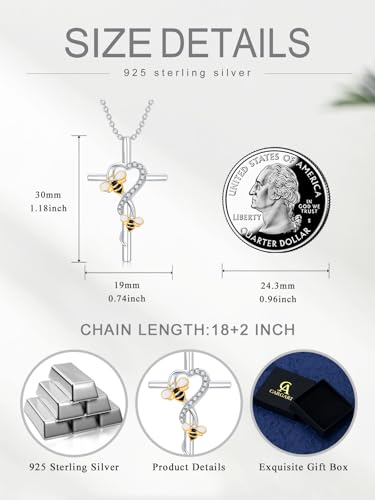 Cross Necklace for Women 925 Sterling Silver Cross Pendant Necklace Animal Jewelry Christmas Gifts for Women Mother Grandma2