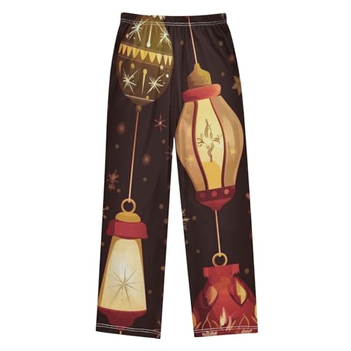 ZZXXB Christmas Lamp Snow Boys Long Pants Soft Trousers Elastic Waist Kids Lounge Bottoms with Pockets S-XL2