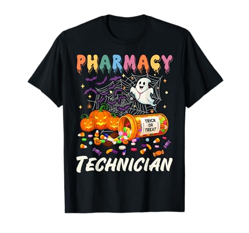Photo de Pharmacy Technician Ghost Pumpkin Pharm Tech Funny Halloween T-Shirt
