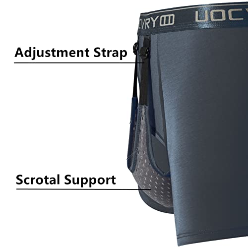 YUANNING Men's Dual Pouch Bulge Enhancing Underwear Scrotal Support Varicocele Trunks 3 Pack Blueblack - Image 3