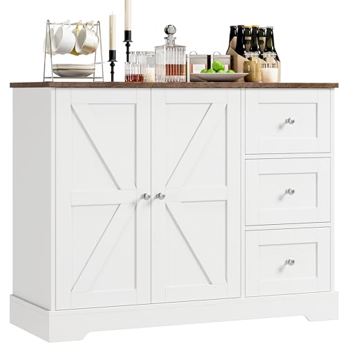 BOTLOG Sideboard Buffet Cabinet with Storage, 41.5' Farmhouse Kitchen Buffet Cabinet with 3 Drawers...