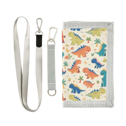 Wusikd Cartoon Dinosaur Colors Kids Wallet for Boys Girls Cute Toddler Trifold Wallet Novelty Wallet for Teens Women Men