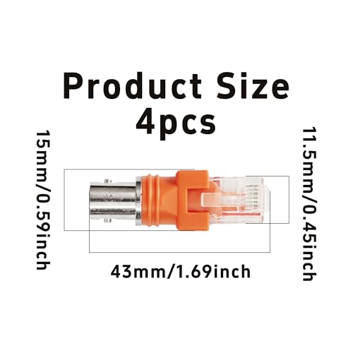 4 adaptadores BNC hembra a RJ45 para red miniatura 2