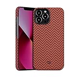 pitaka Hülle für iPhone 13 Pro Magnetische Schutzhülle Ultradünne Handyhülle aus 1500D Aramidfaser Kratzfeste und Haltbare iPhone Hülle [MagEZ Case 2] Rot/Orange