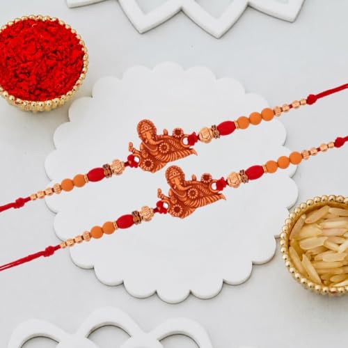 Image of Great Art Rakhi Set with Roli Chawal & Fridge Magnet | Traditional Raksha Bandhan Combo-FM126
