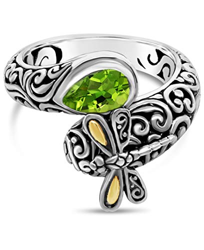 DEVATA Sterling Silver 925 and 18K Gold with Gemstones Ring