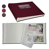 Kageio Handmade Scrapbook Photo Album, 100 Pages for 2x3, 4x6, 5x7, 6x8, and 8x10 Photos, Acid-free Archival Paper with Waxed Paper Protection, Inner Page Size: 11x11 inches, Can be Written and Graffitied On. (12 x 12, Claret red)