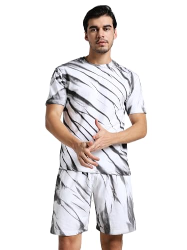 Image of Vogaan Men's Cotton Short Sleeve Tracksuit Summer T Shirt & Shorts Set with 2 Pockets || Casual Co-ord Sets